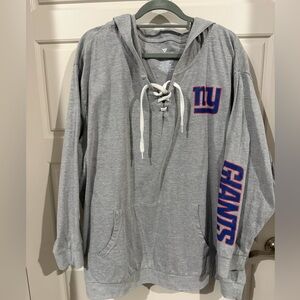 3X Fanatics Gray Giants Lace-Up Lightweight Sweatshirt New York Giants
